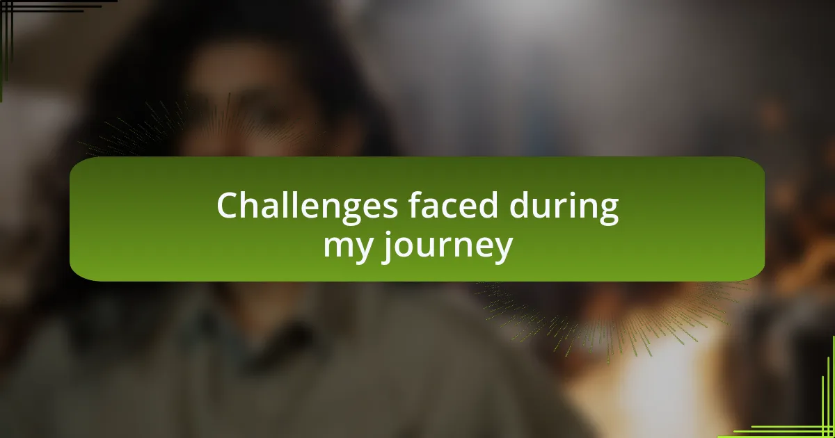 Challenges faced during my journey