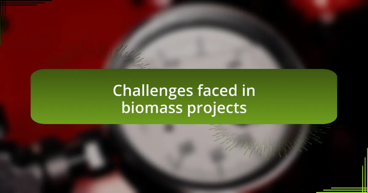 Challenges faced in biomass projects
