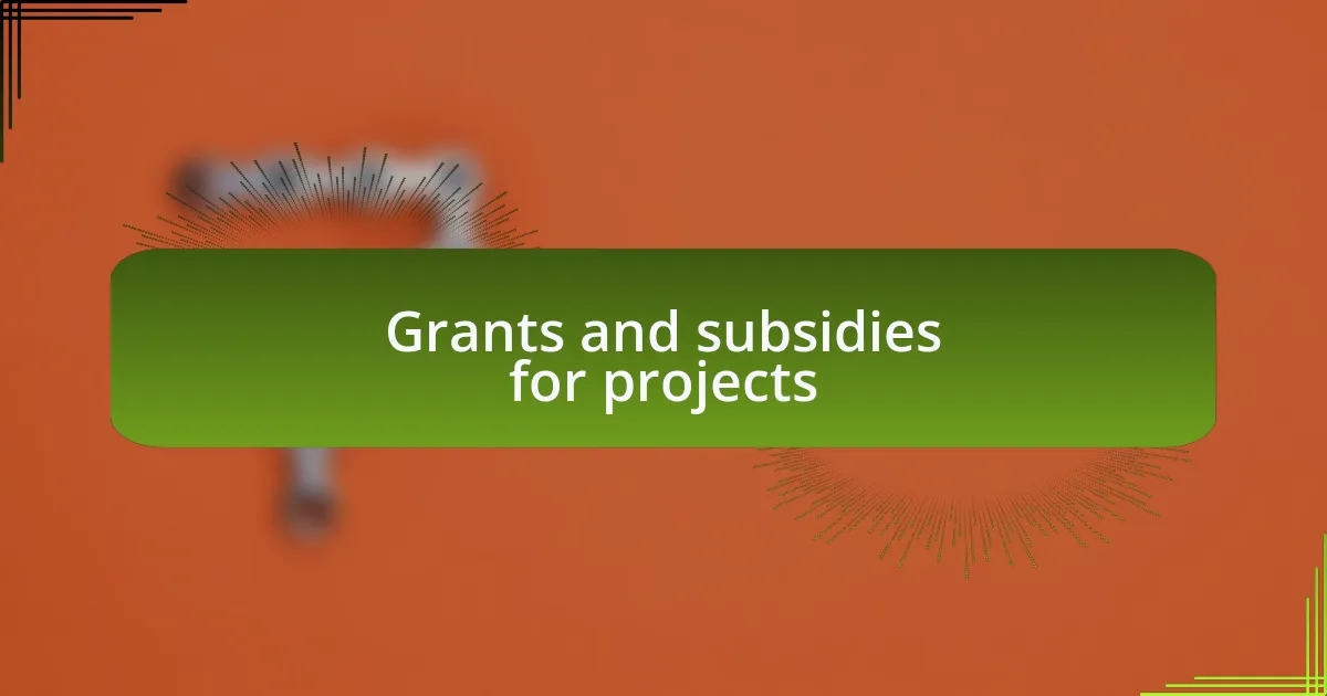 Grants and subsidies for projects
