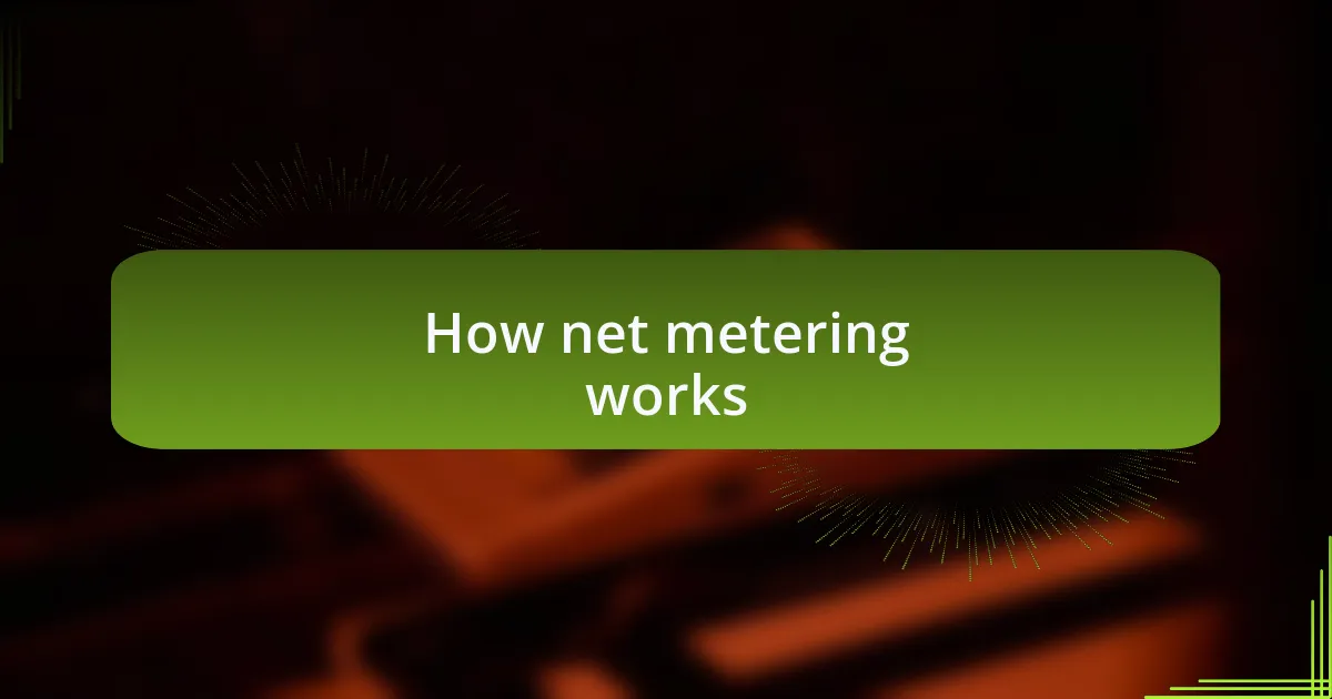How net metering works