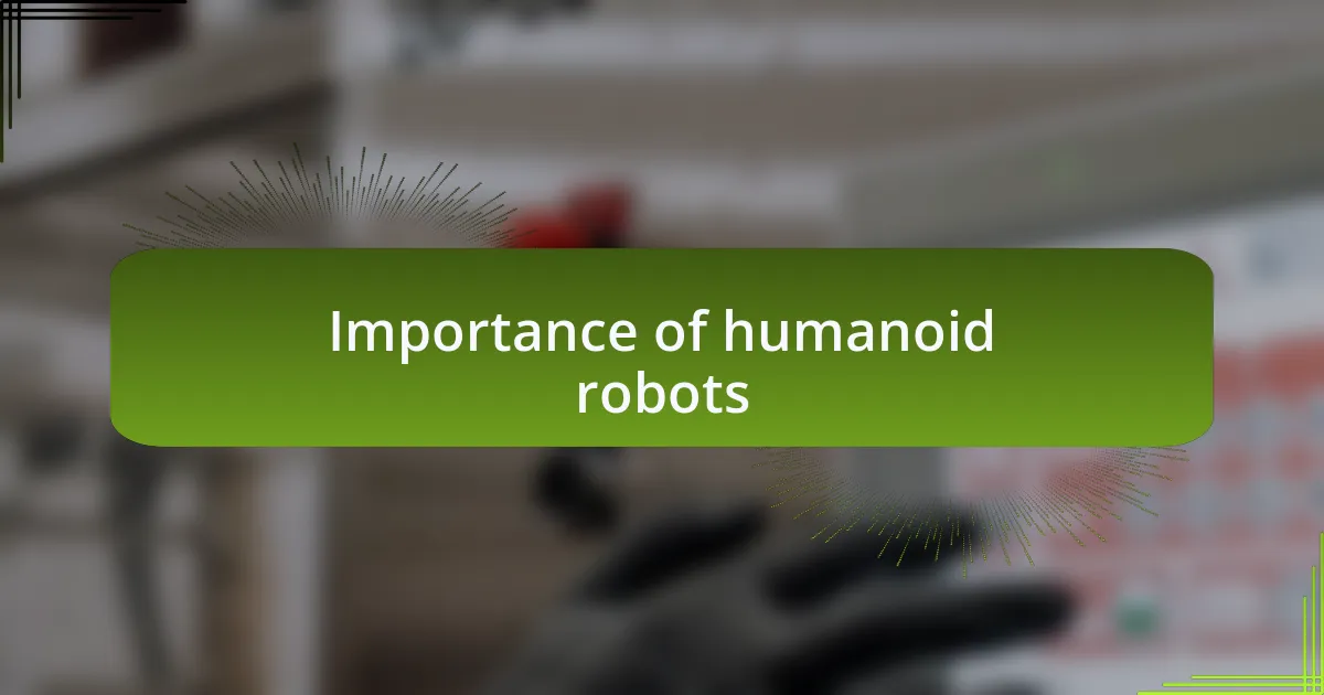 Importance of humanoid robots