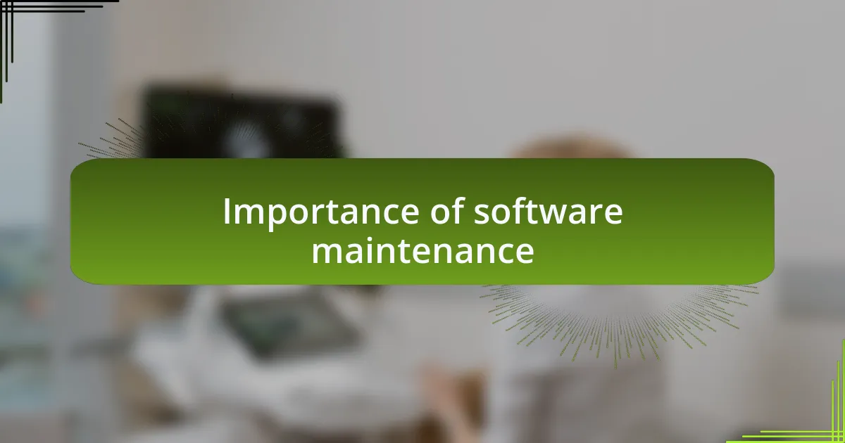 Importance of software maintenance