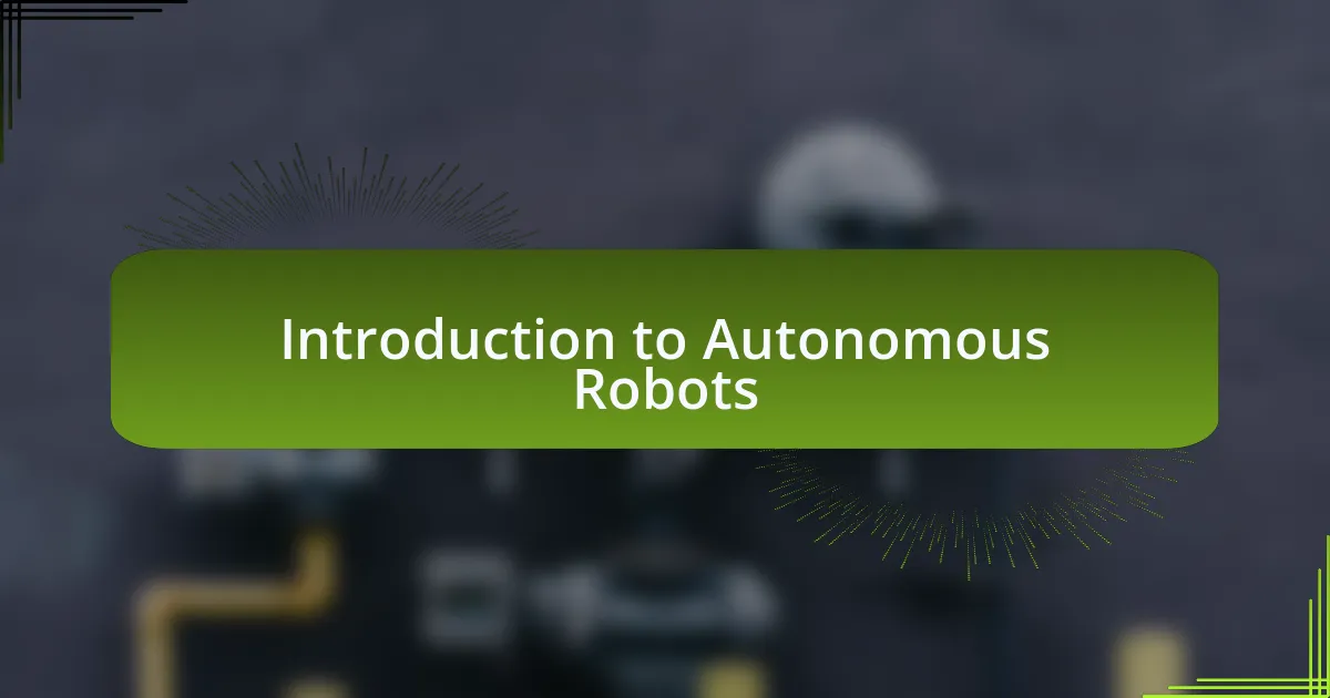 Introduction to Autonomous Robots