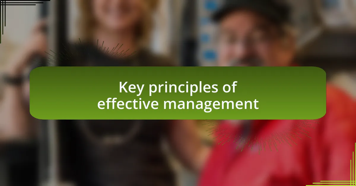 Key principles of effective management
