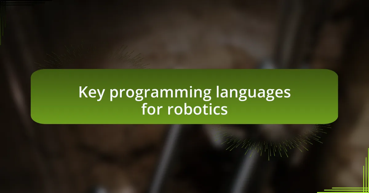 Key programming languages for robotics