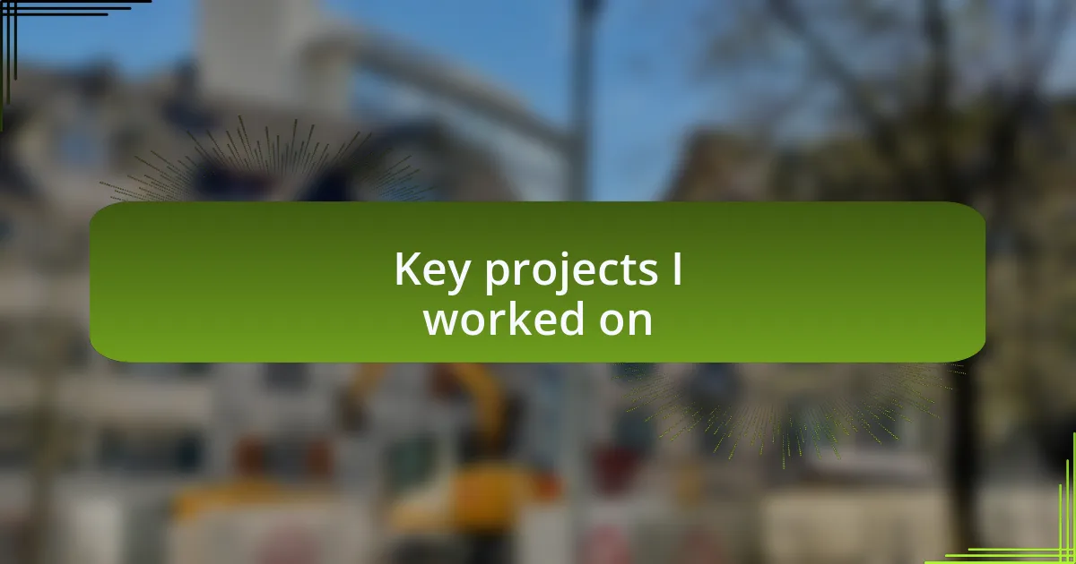 Key projects I worked on
