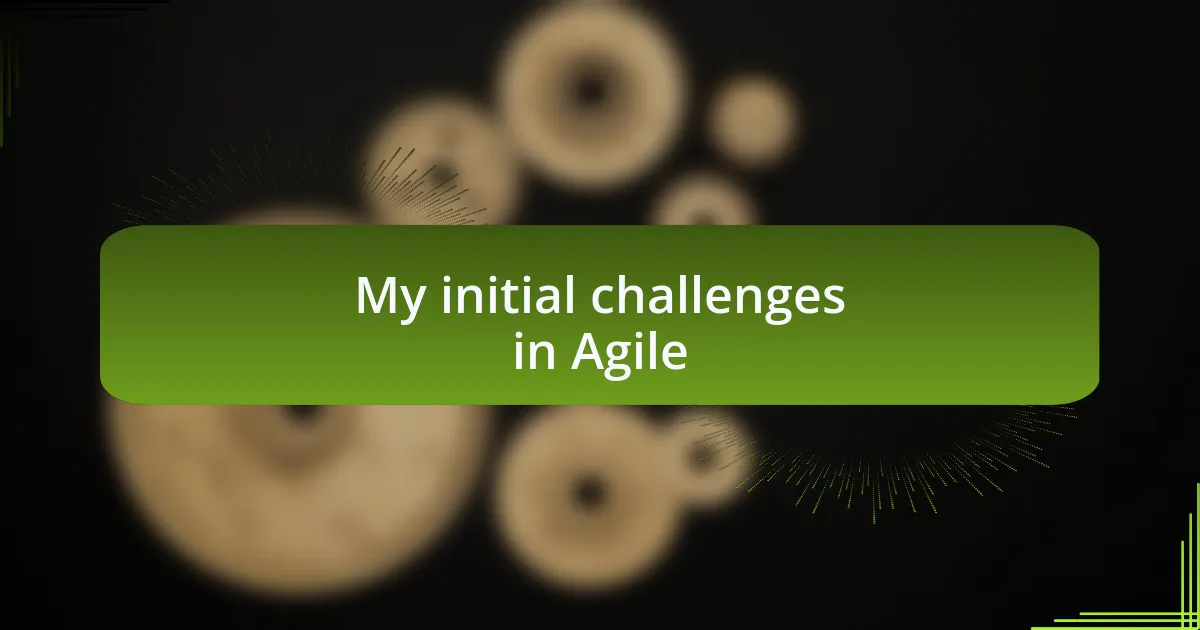 My initial challenges in Agile
