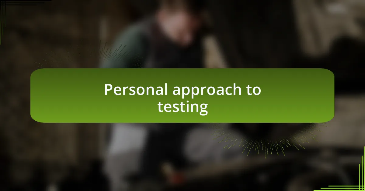 Personal approach to testing