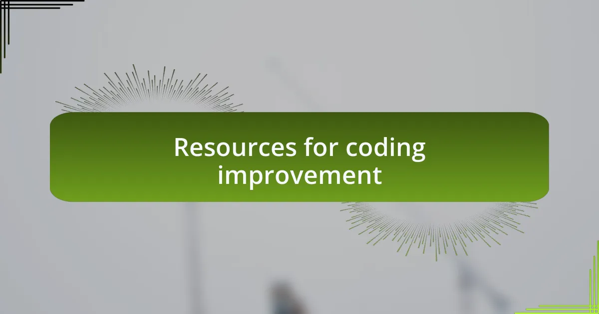 Resources for coding improvement