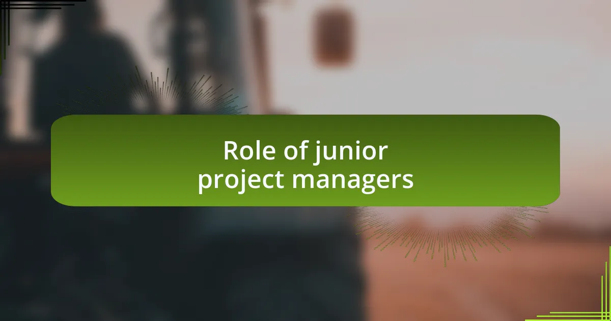 Role of junior project managers
