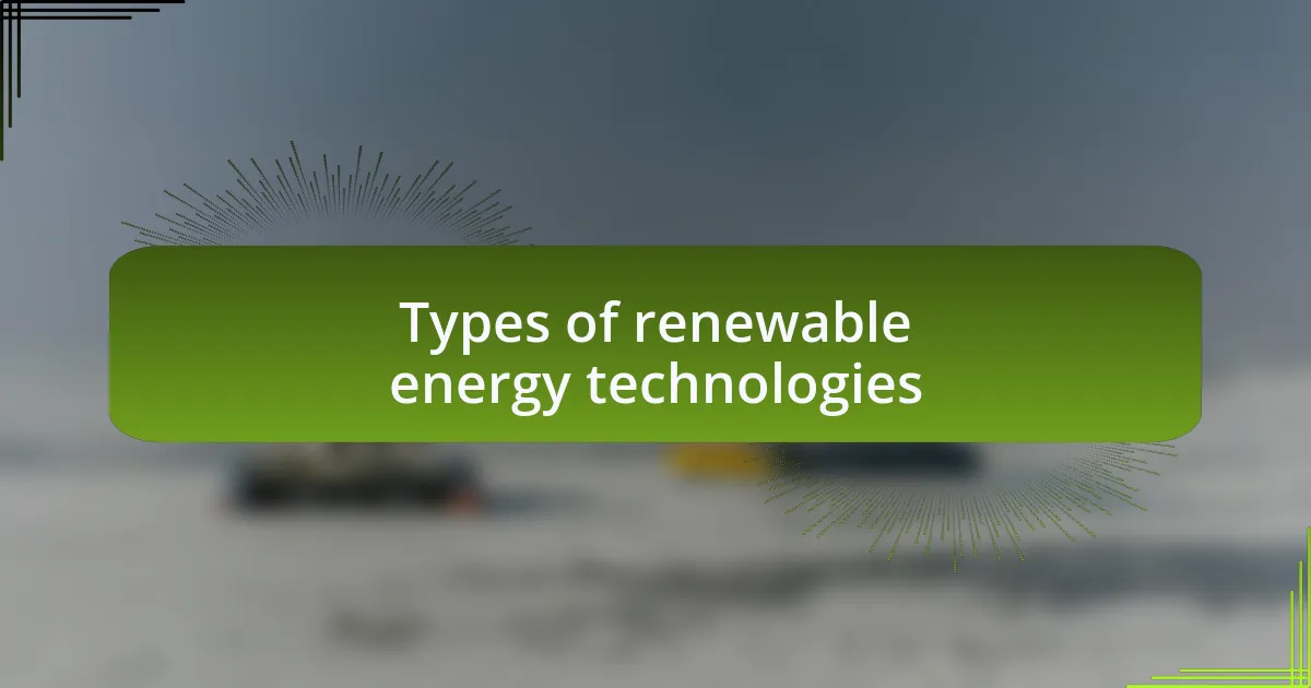 Types of renewable energy technologies