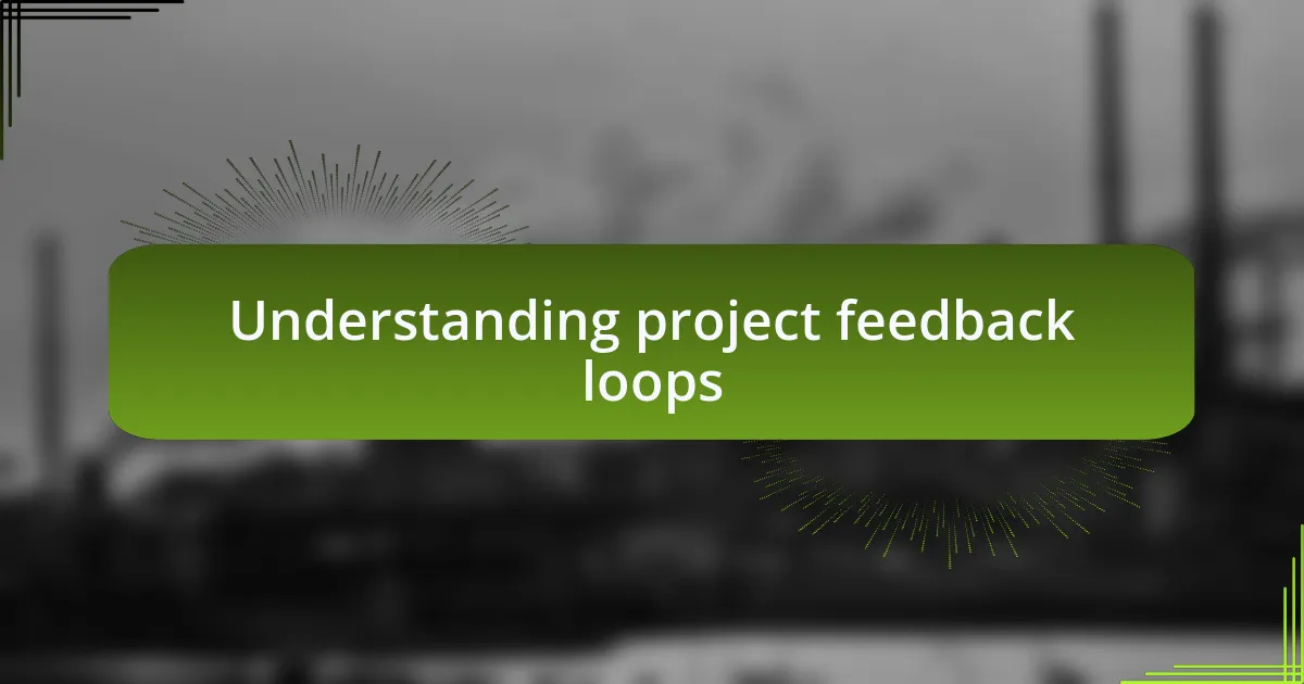 Understanding project feedback loops