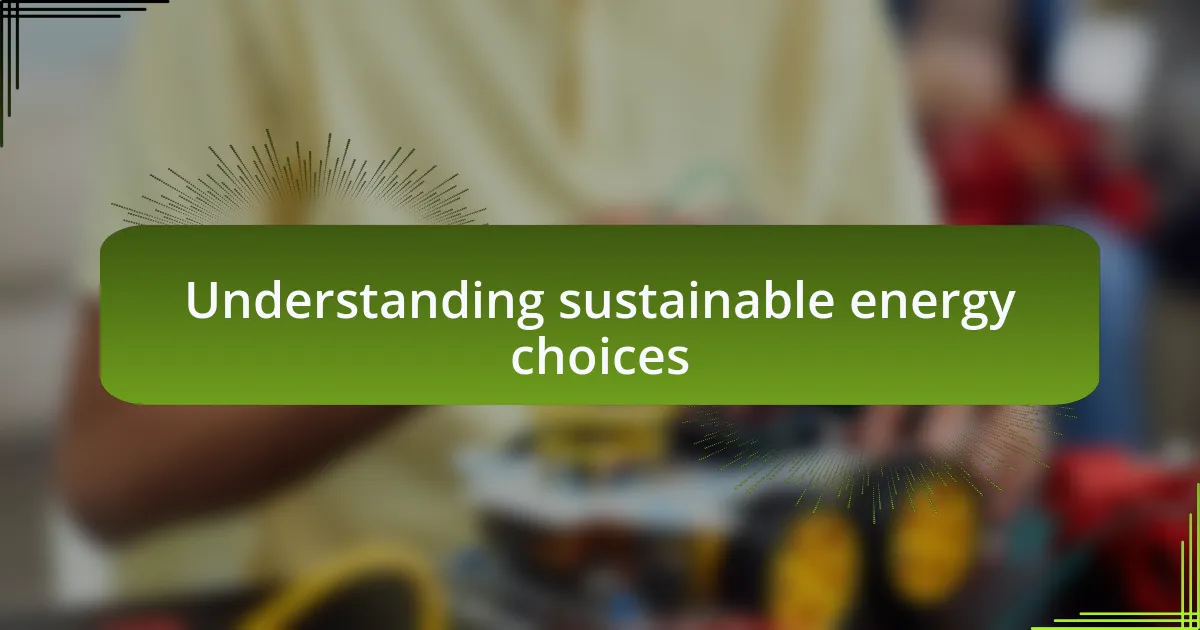 Understanding sustainable energy choices